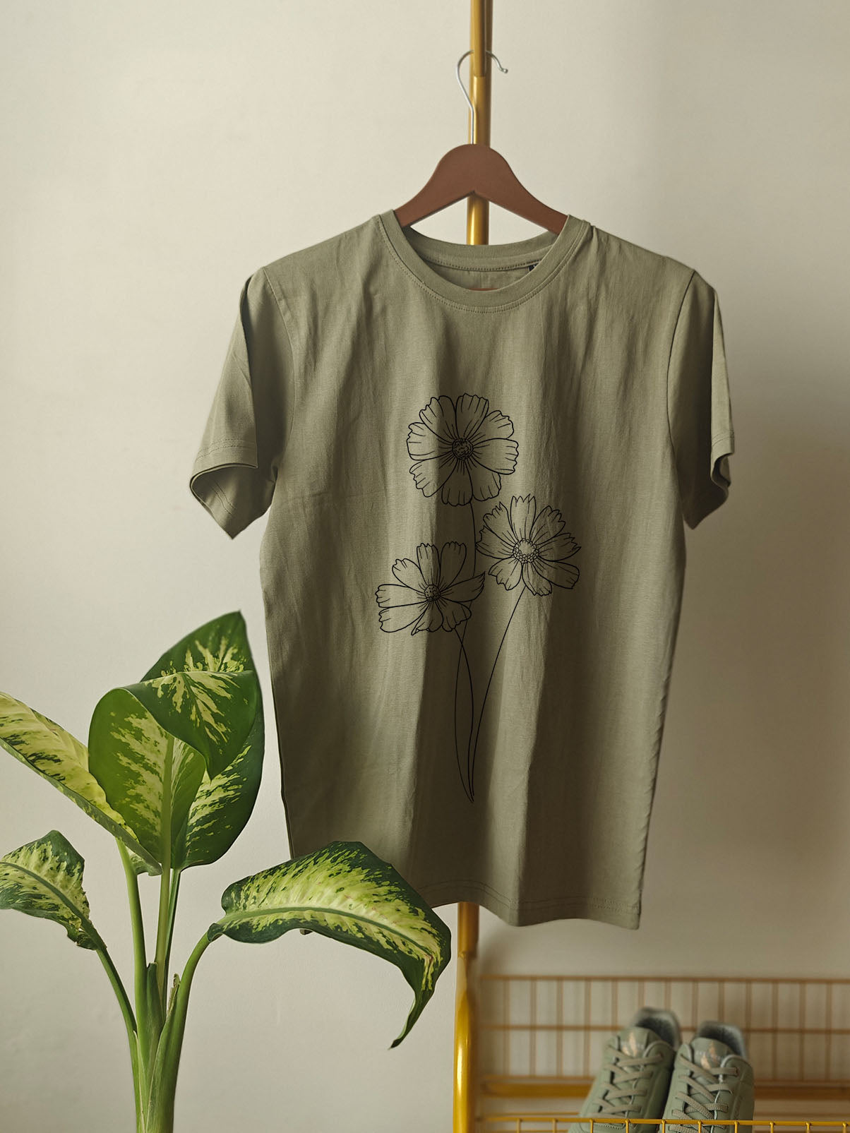 FLOWER OUTLINE : Unisex Regular T-shirt